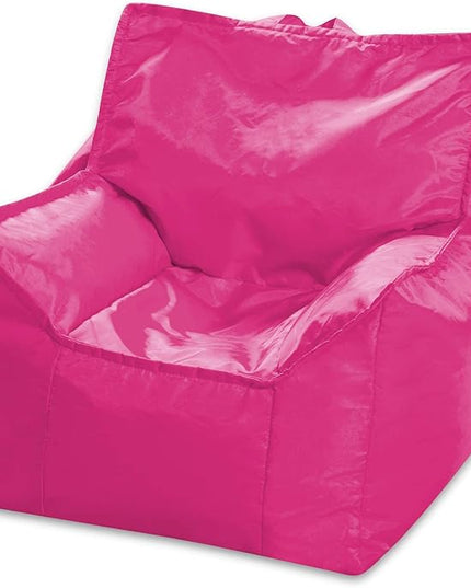 Posh Creations Bean Bag Chair Structured Comfy Seat Use for Gaming, Reading and Watching TV, Newport, Pink - LeafyLoom