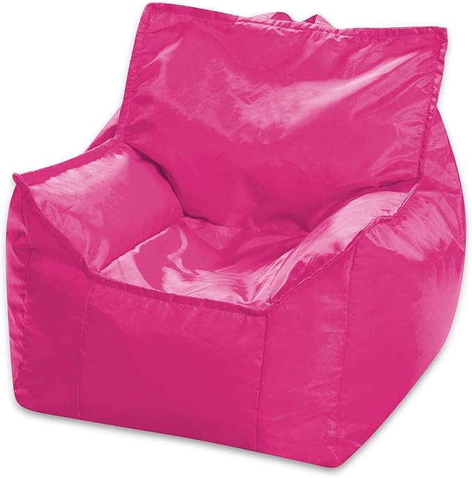 Posh Creations Bean Bag Chair Structured Comfy Seat Use for Gaming, Reading and Watching TV, Newport, Pink - LeafyLoom