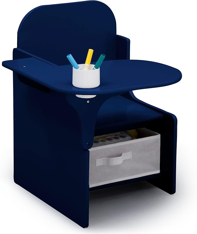 Delta Children MySize Chair Desk with Storage Bin - Greenguard Gold Certified, Navy - LeafyLoom