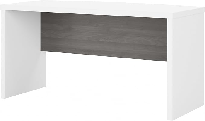 Bush Business Furniture Echo Bow Front Desk, 60W, Pure White and Modern Gray - LeafyLoom