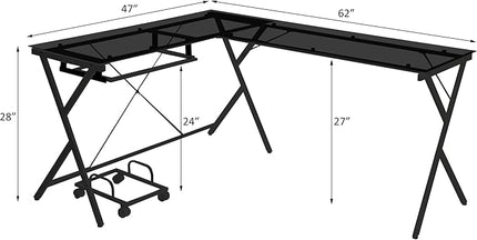 NicBex Kimberly-DW-00020-LWJ Home Office Desks, 62"x47"x28", Black - LeafyLoom