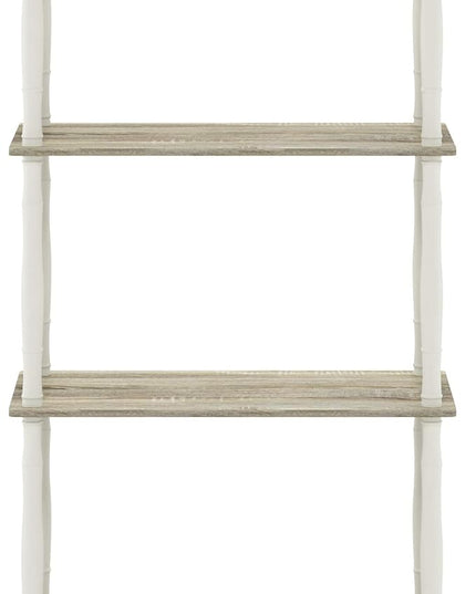Furinno Turn-N-Tube 4-Tier Multipurpose Shelf Display Rack, Classic Tubes, Sonoma Oak/White - LeafyLoom