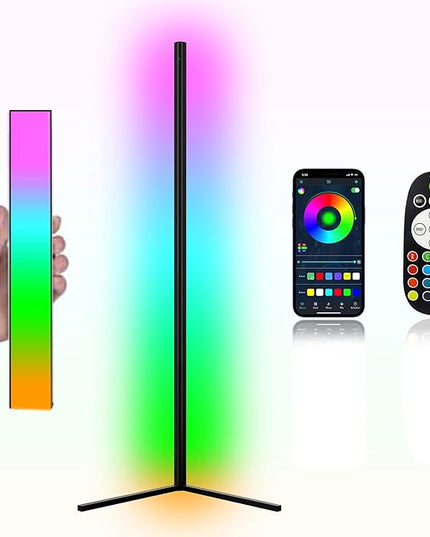 MODERN LED Corner RGB Floor Lamp,Updated Bigger Size, Smart App Control,40W LED Color Changing Floor Lamp with Remote, RGB Floor Lamp for Bedroom,Living Room… - LeafyLoom