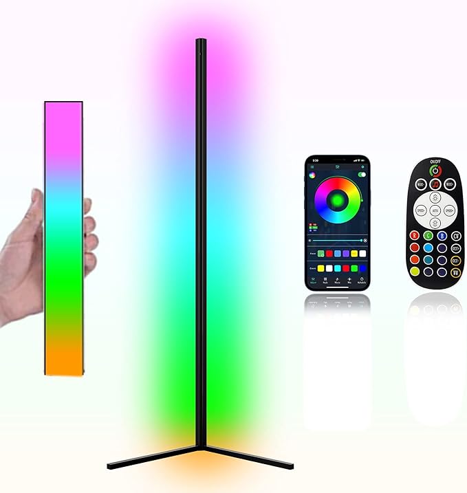 MODERN LED Corner RGB Floor Lamp,Updated Bigger Size, Smart App Control,40W LED Color Changing Floor Lamp with Remote, RGB Floor Lamp for Bedroom,Living Room… - LeafyLoom