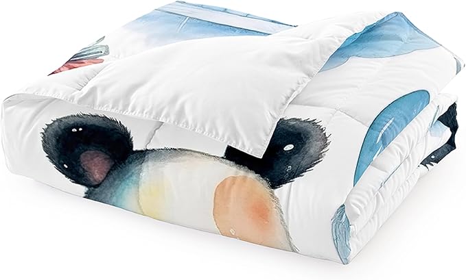 Panda Comforter Set Twin Size - Panda Bedding for Boys Girls Cute Panda Set Cartoon Pandas Print Comfort Twin Bedding Set for Kids Teens, 1 Comforter+1 Pillowcase - LeafyLoom