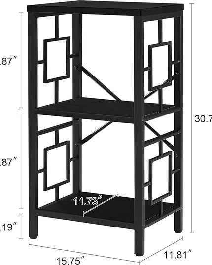 Small Bookshelf, 3 Tier Vintage Industrial Small Bookshelf for Small Spaces, Freestanding Open Shelf Bookcase, Versatile Bookshelf for Home Office, Bedroom & Living Room, Black - LeafyLoom
