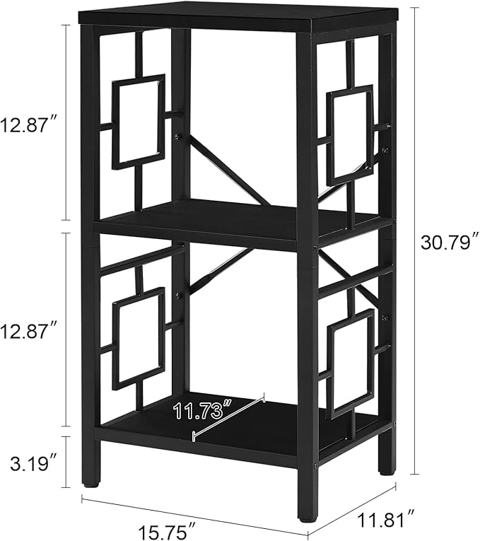 Small Bookshelf, 3 Tier Vintage Industrial Small Bookshelf for Small Spaces, Freestanding Open Shelf Bookcase, Versatile Bookshelf for Home Office, Bedroom & Living Room, Black - LeafyLoom