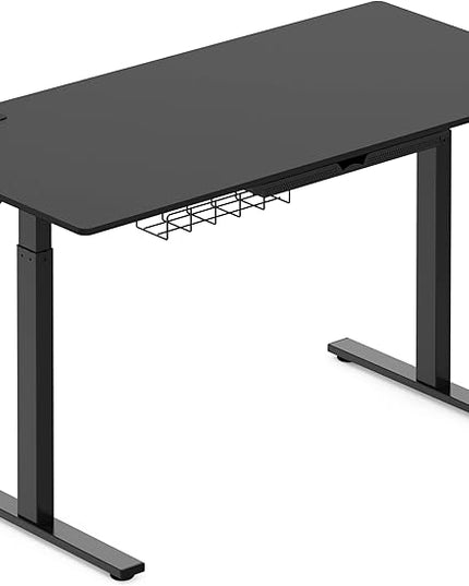 SHW 55-Inch Large Electric Height Adjustable Standing Desk, 55 x 28 Inches, Black - LeafyLoom