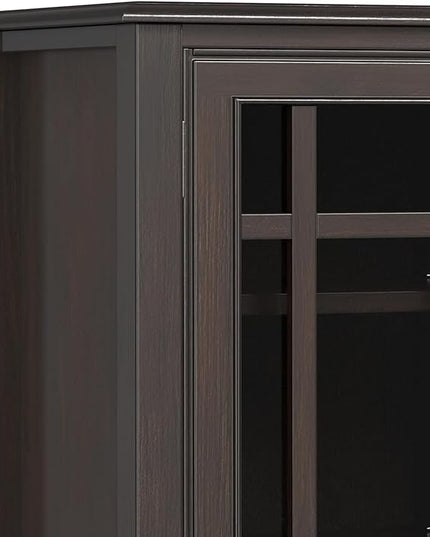 SIMPLIHOME Connaught SOLID WOOD Wide Traditional Media Stand for TVs up to 60 inches for The Living Room and Entertainment Center, 53 inch, Dark Chestnut Brown - LeafyLoom