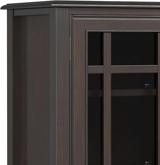 SIMPLIHOME Connaught SOLID WOOD Wide Traditional Media Stand for TVs up to 60 inches for The Living Room and Entertainment Center, 53 inch, Dark Chestnut Brown - LeafyLoom