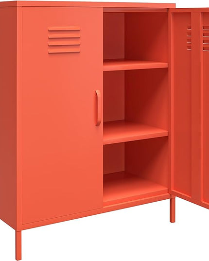 Novogratz Cache 2 Door Metal Locker Storage Cabinet, Orange - LeafyLoom