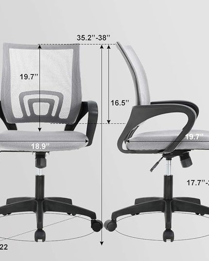 Office Chair Desk Chair Computer Chair Ergonomic Executive Swivel Rolling Chair with Lumbar Support Arms Adjustable Task Chair for Women Adults, Grey - LeafyLoom