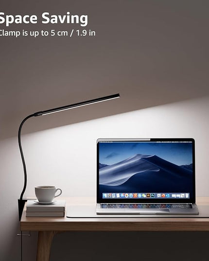 Lepro Clip on Desk Lamp LED Reading light Dimmable USB Small Clamp Lamp with 3 Color Modes 10 Brightness, Adjustable Flexible Gooseneck Table Light for Bed Headboard, Nail, Home Office,Computer(Black) - LeafyLoom
