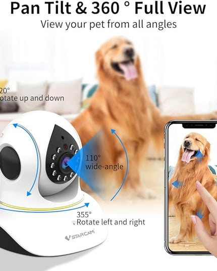 VSTARCAM Pet Camera with Laser, 3MP 2.4GHz WiFi Interactive Dog & Cat Laser Toy with Night Vision, Motion Detection Alerts, APP Remote Control Indoor Security Camera for Pet Monitoring VSTARCAM