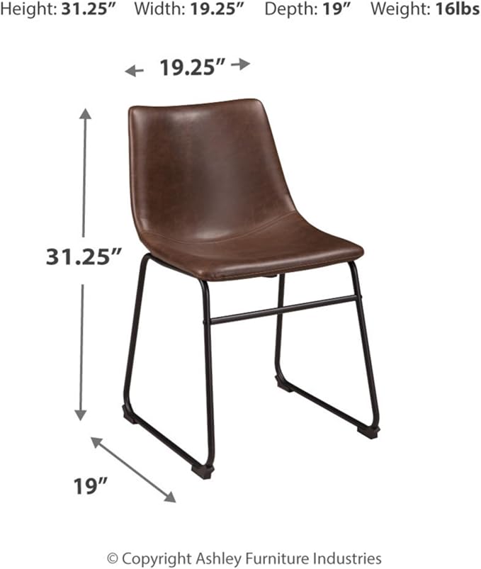 Signature Design by Ashley Mid Century Centiar 18.75" Dining Bucket Chair, 2 Count, Black and Brown - LeafyLoom
