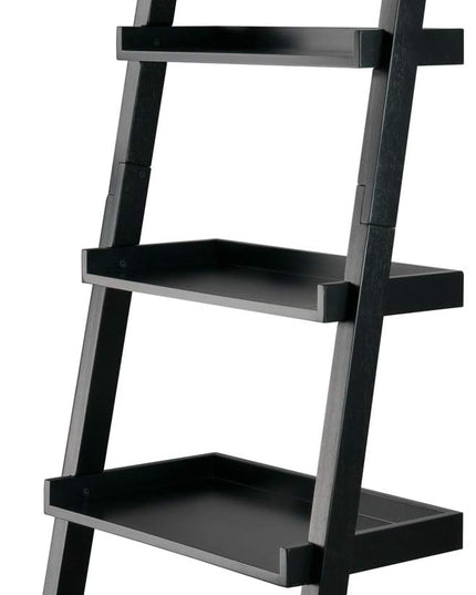 Winsome Bellamy 5-Shelf 69"H Leaning Bookcase, Black (29553) - LeafyLoom