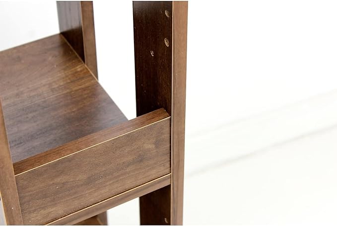 USA 3-Tier 8" Slim Open Wooden Bookshelf with Adjustable Shelves, Easy Assembly Bookcase Farmhouse Shelf for Small Spaces Bedroom Office Living Room Indoor, Brown - LeafyLoom