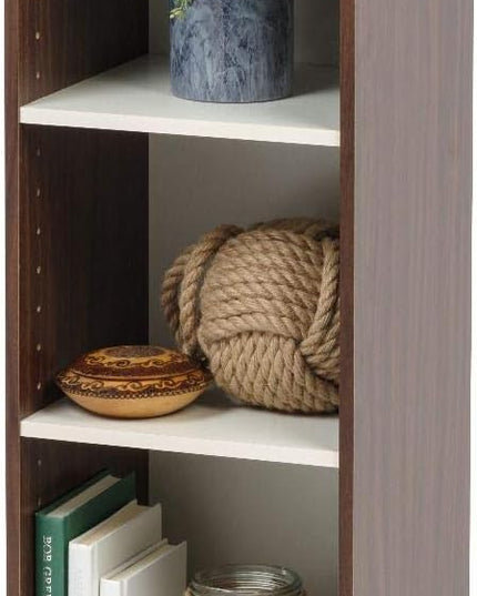 3-Tier 12" Wide Cubby Storage Bookshelf with Adjustable Shelves, Sturdy Versatile Easy Assembly Stackable Storage Shelf for Saving Space, Walnut Brown/White - LeafyLoom