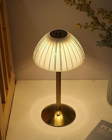 LED Cordless Table Lamp Mushroom Desk Lamp, USB Rechargeable LED Table Lamp with Touch Control Dimmable 3 Light Colors Bedside Lamp Reading Lamp for Bars Restaurants Coffee Shop - LeafyLoom