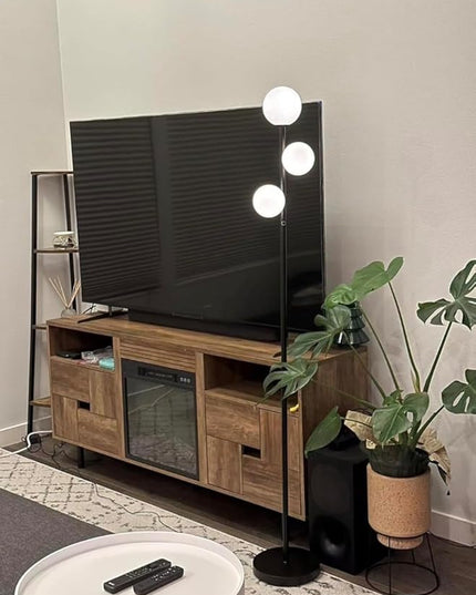 3 Globe Mid Century Modern Floor Lamp for Living Room Decor, Tall Standing Dimmable LED Light for Bedroom Office, Full Range Dimming, Adjustable Color Temperature 3000K-6000K, ETL Listed - Matte Black - LeafyLoom