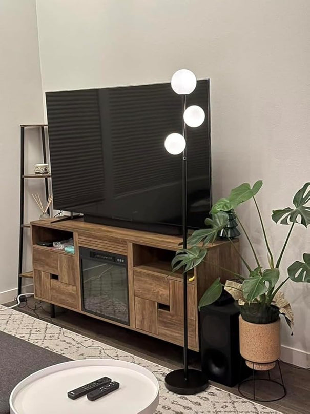 3 Globe Mid Century Modern Floor Lamp for Living Room Decor, Tall Standing Dimmable LED Light for Bedroom Office, Full Range Dimming, Adjustable Color Temperature 3000K-6000K, ETL Listed - Matte Black - LeafyLoom