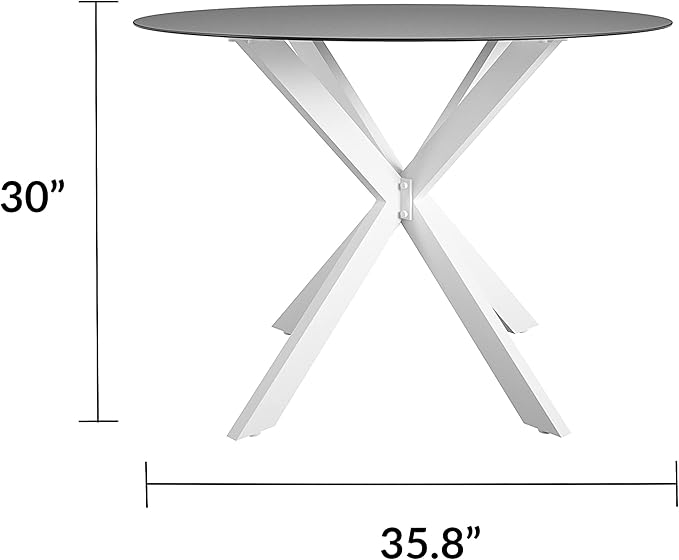 CosmoLiving by Cosmopolitan 88289WHGE Circi Collection Dining Table with Glass Top, White - LeafyLoom