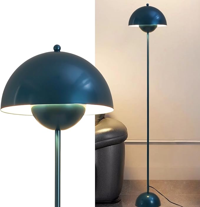 COSYLUX Modern Floor Lamp for Living Room, Industrial Tall Standing Lamp for Bedroom, Metal Shade Reflecting Light reading Floor Lamp for Office, Nursery Room, Corner(Pearl Gentian Blue) - LeafyLoom