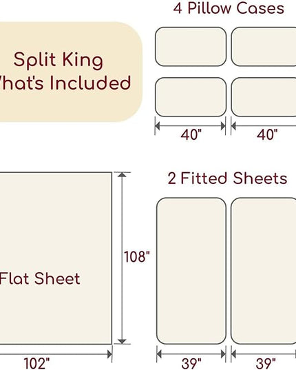 Mellanni Split King Sheets Set - 7 PC Iconic Collection Bedding Sheets & Pillowcases - Ultra Soft, Cooling Bed Sheets - Deep Pocket up to 16 inch - 7 PC (Split King, Coral w/Extra Pillow Cases) - LeafyLoom