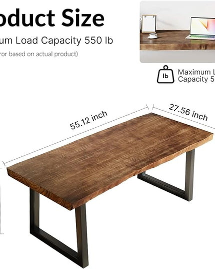 Desk / 55 inches,Solid Wood Desk Classical Style Home Office Desks/New Chinese Style Computer Table/Wooden Desk/Brown Desk - LeafyLoom