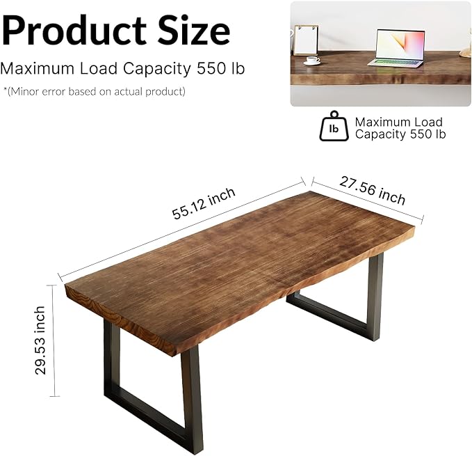 Desk / 55 inches,Solid Wood Desk Classical Style Home Office Desks/New Chinese Style Computer Table/Wooden Desk/Brown Desk - LeafyLoom