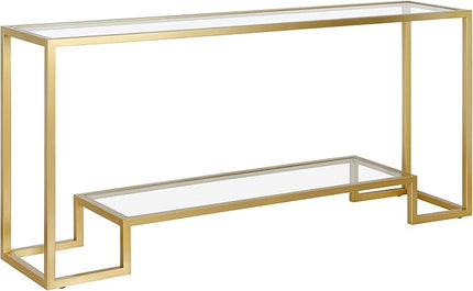 Henn&Hart 64" Wide Rectangular Console Table in Gold, Entryway Table, Accent Table for Living Room, Hallway - LeafyLoom