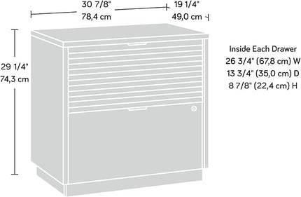 Sauder Englewood Lateral file, L: 30.87" x W: 19.29" x H: 29.25", Spiced Mahogany finish - LeafyLoom