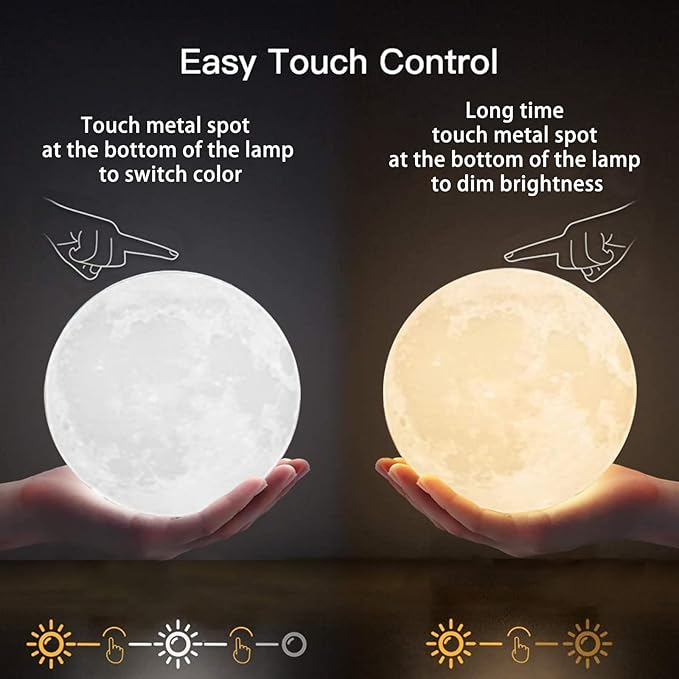Mom Birthday Gifts, 3D Moon Lamp with Wooden Base, Valentines Day Mothers Day Christmas Gifts for Mom from Daughter Son - LeafyLoom
