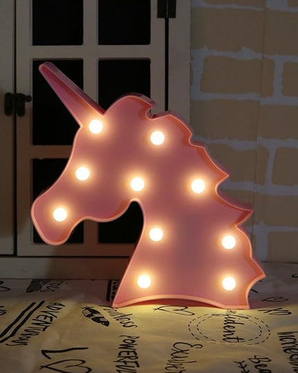 Unicorn LED Night Lamp Decorative Marquee Signs Battery Operated Light for Party Supplies -Wall Decoration for Living Room,Bedroom(Pink Unicorn Head) - LeafyLoom