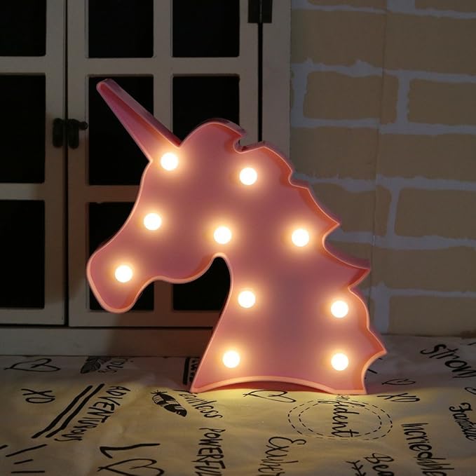Unicorn LED Night Lamp Decorative Marquee Signs Battery Operated Light for Party Supplies -Wall Decoration for Living Room,Bedroom(Pink Unicorn Head) - LeafyLoom
