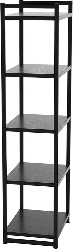 Household Essentials 5 Shelf Free Standing Book Case, Black Oak Finish - LeafyLoom