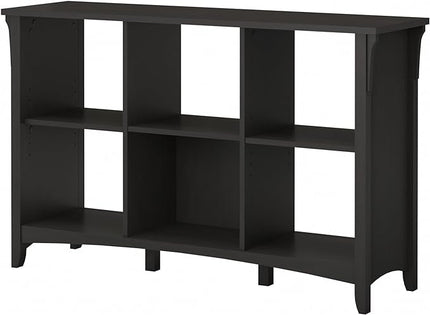 Bush Furniture Salinas Cube Shelf and Bookcase | Display 6 Shelves | Modern Storage Cabinet with Open Bookshelf for Library, Office, Living Room, Bedroom and More, 48W x 14D x 30H, Vintage Black - LeafyLoom
