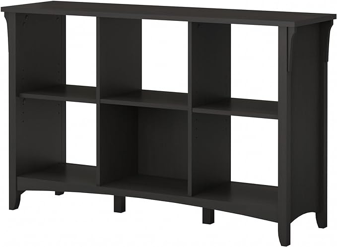 Bush Furniture Salinas Cube Shelf and Bookcase | Display 6 Shelves | Modern Storage Cabinet with Open Bookshelf for Library, Office, Living Room, Bedroom and More, 48W x 14D x 30H, Vintage Black - LeafyLoom