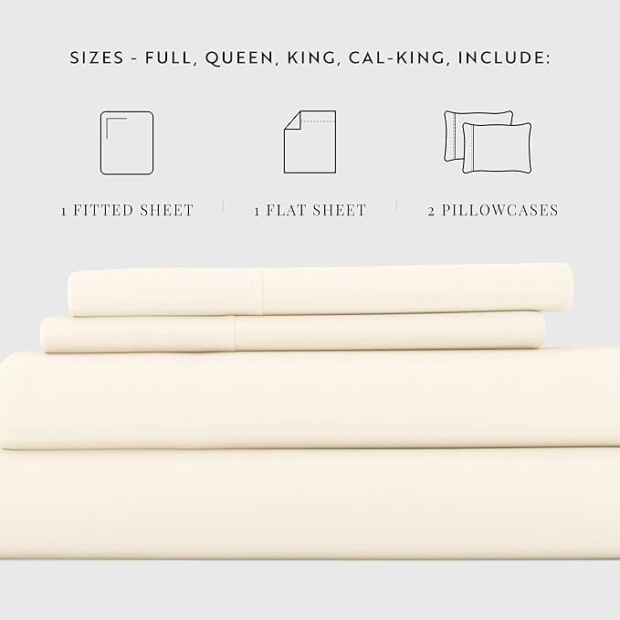 Linen Market Bed Sheets for California King Size Bed (Ivory) - Sleep Better Than Ever with These Soft and Cooling California King Sheets - Deep Pocket Fits 16" Thick Beds - 4 Piece Cal King Sheet Set - LeafyLoom