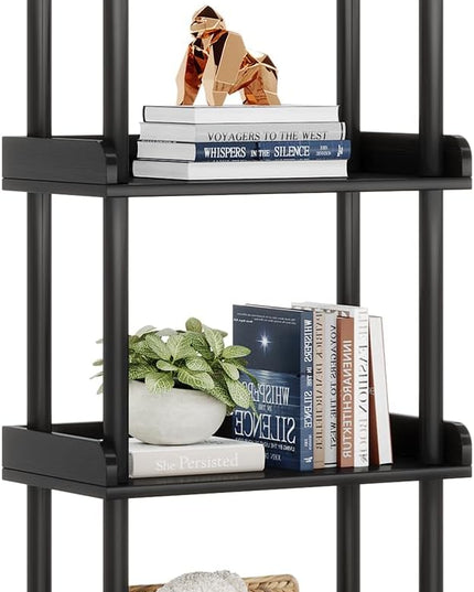 Bookcase Bookshelf, Small Bookshelf for Small Spaces, Wooden Book Shelf Small Bookcase for Living Room Bedroom, Rustic Etagere Bookshelves Bookcases Storage Organizer, 4-Tier Black - LeafyLoom