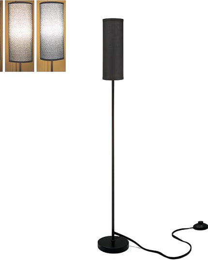 LED Floor Lamp Simple Design, Modern Floor Lamp with Shade, Tall Lamps for Living Room Bedroom Office Dining Room Kitchen, Black Pole Lamp with Foot Switch (with Bulb)(Black Shade) - LeafyLoom