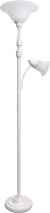 Elegant Designs LF2003-WHT 2 Light Mother Daughter Marble Glass Floor Lamp, White - LeafyLoom