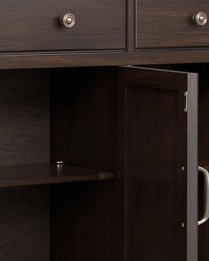 SIMPLIHOME Connaught Low Storage Cabinet, 51 inch, Chestnut Brown - LeafyLoom
