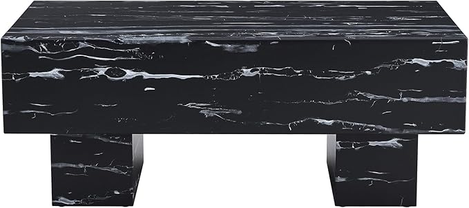 NicBex 43.3Inch Rectangular Dining Table,Minimalist Kitchen Table with Black and White Patterns Tabletop for 4 to 6,Modern Coffee Table,Dining Room Table for Kitchen,Small Space and Living Room,Black - LeafyLoom