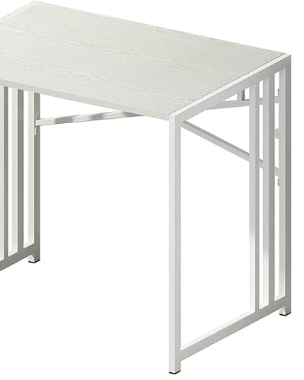 Small Folding Desk 32 inch, No Assembly Required Small Office Desk, Writing Gaming Computer Camping Desk, White - LeafyLoom