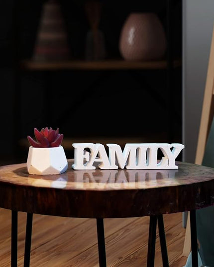 Family – White, Aesthetic Table Decor for Home or Office, Desk or Shelf. Quirky Room Decoration showpiece, Ideal for Birthday Gift, Corporate Gift, and Inspiring Wall Decor - LeafyLoom