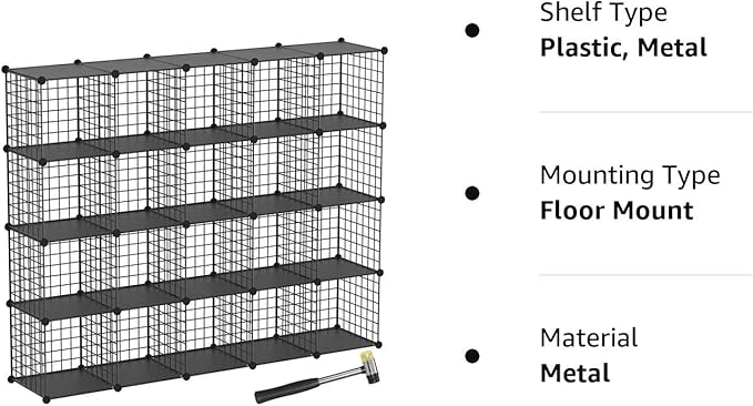 TUMUCUTE Wire Cube Storage Organizer, 20-Cube Metal Storage Shelves Bookshelf, Stackable Modular Closet Organizer for Bedroom Living Room, Office, Storage Shelves - LeafyLoom