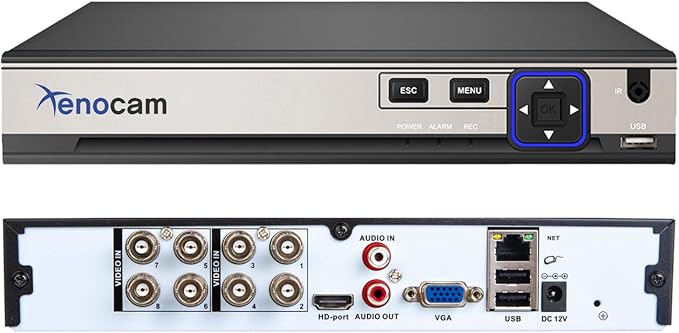 8CH 5M-N/1080N Full High Definition Hybrid for AHD/TVI/CVI/Analog/IP DVR H.265 CCTV Video Recorder P2P Remote Phone Monitoring for Home Security Surveillance System Camera (NO HDD) XENOCAM