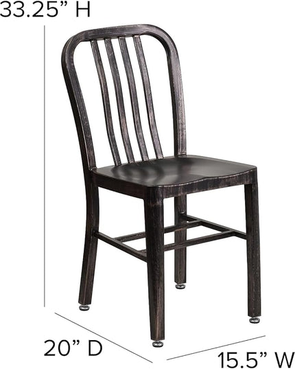 Flash Furniture Gael Commercial Grade 2 Pack Black-Antique Gold Metal Indoor-Outdoor Chair - LeafyLoom