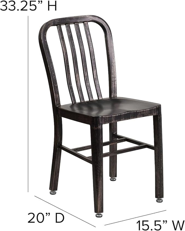 Flash Furniture Gael Commercial Grade 2 Pack Black-Antique Gold Metal Indoor-Outdoor Chair - LeafyLoom